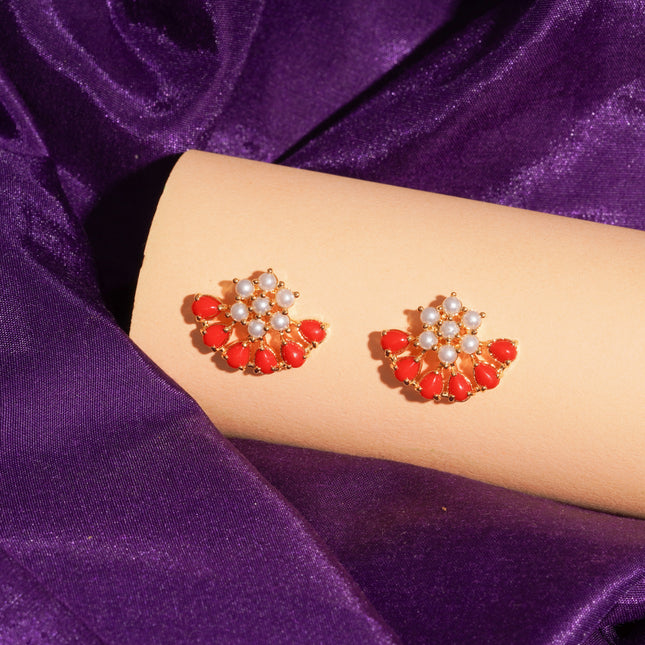Coral Moti (Pawla Moti) Ear Tops