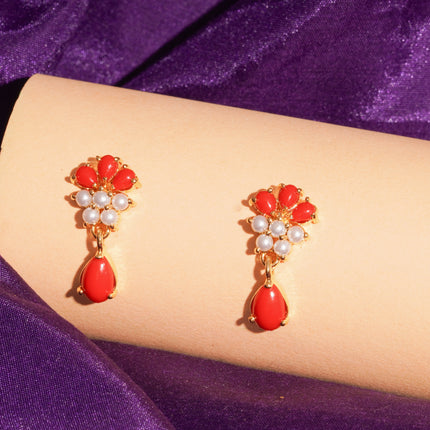 Coral Moti (Pawla Moti) Ear Tops