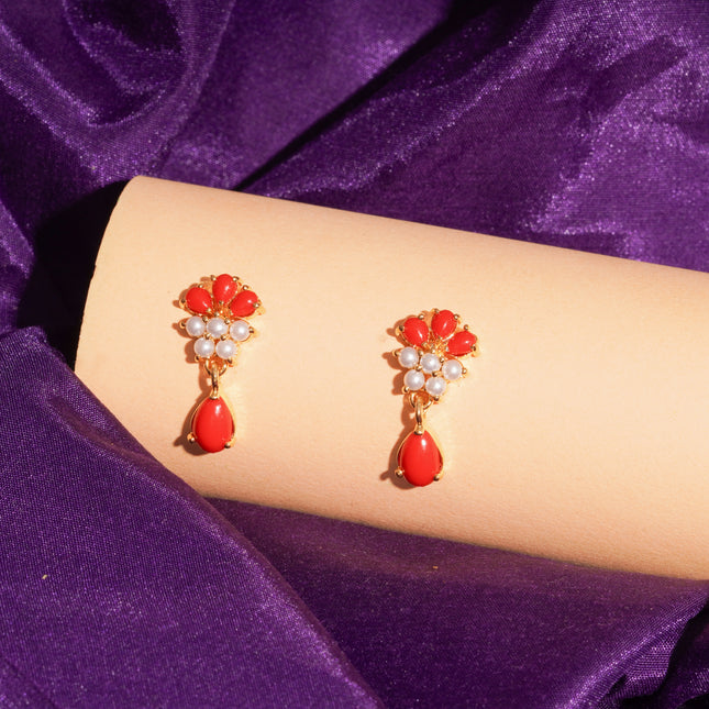 Coral Moti (Pawla Moti) Ear Tops