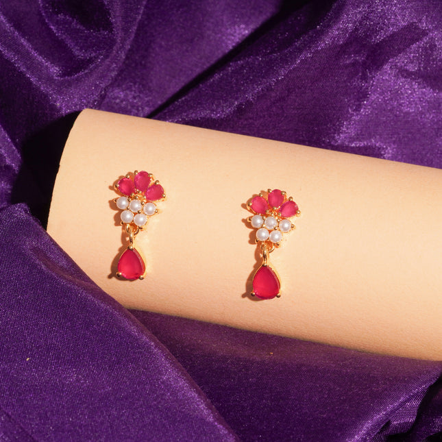 Handcrafted Ruby Moti Ear Tops