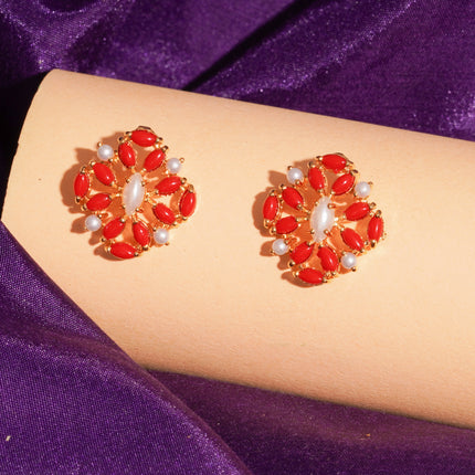 Coral Moti (Pawla Moti) Ear Tops