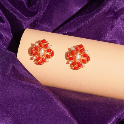 Coral Moti (Pawla Moti) Ear Tops