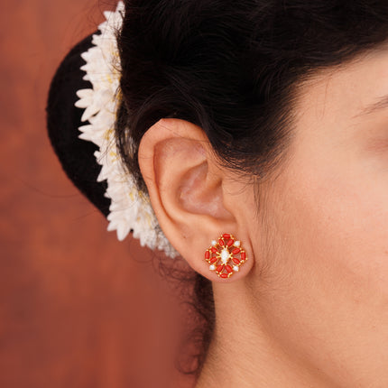 Coral Moti (Pawla Moti) Ear Tops