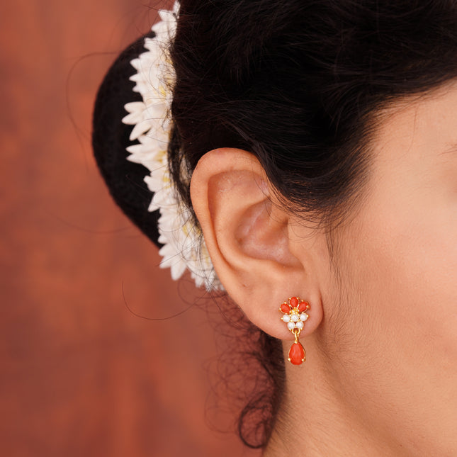 Coral Moti (Pawla Moti) Ear Tops