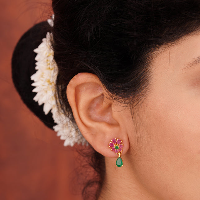 Ruby & Emerald Ear Tops