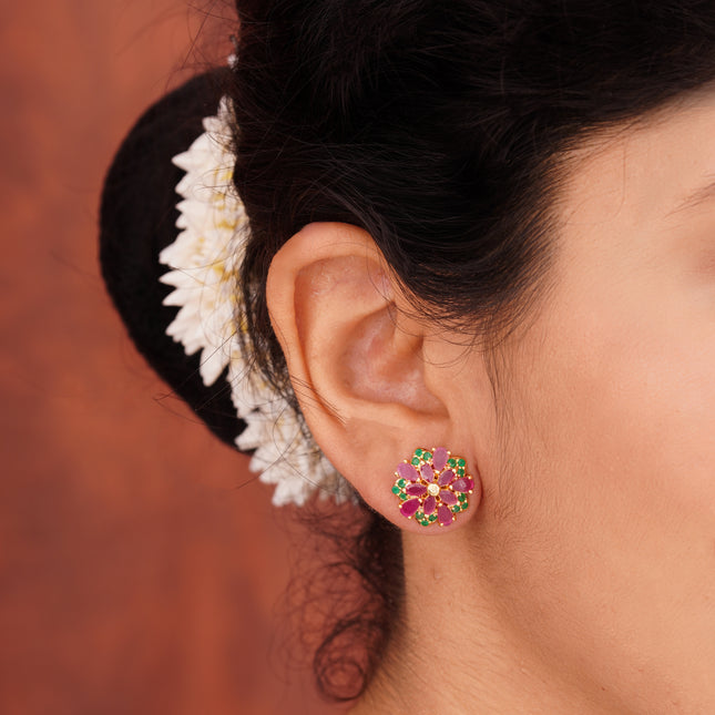 Ruby & Emerald Ear Tops