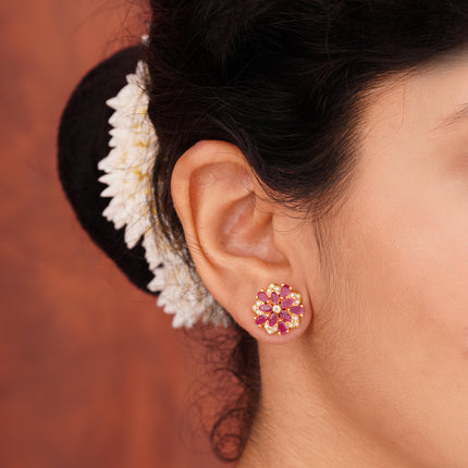 Handcrafted Ruby Moti Ear Tops
