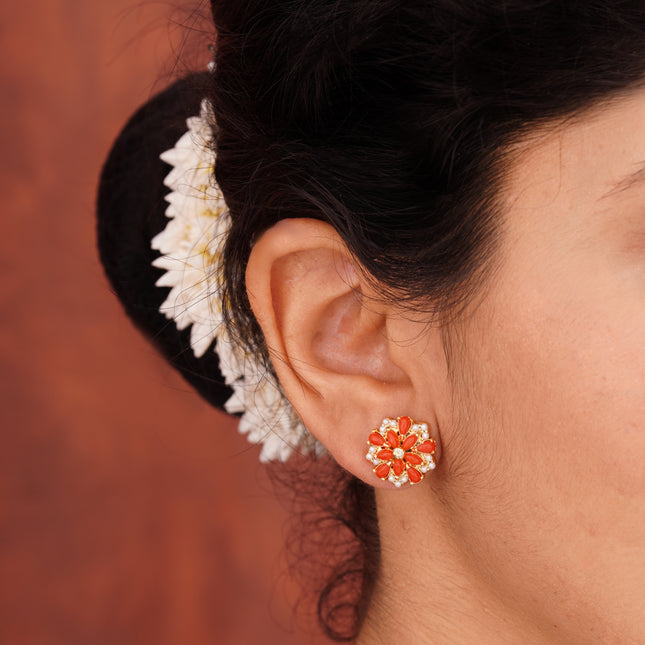 Coral Moti (Pawla Moti) Ear Tops
