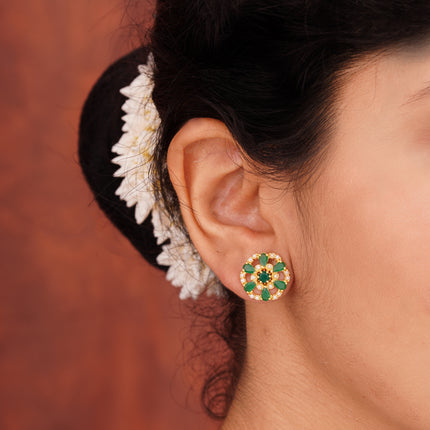 Handcrafted Embeald Moti  Ear Tops