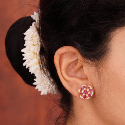 Handcrafted Ruby Moti. Ear Tops