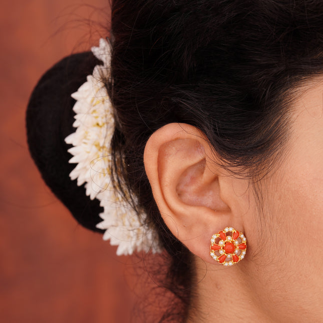 Coral Moti (Pawla Moti) Ear Tops