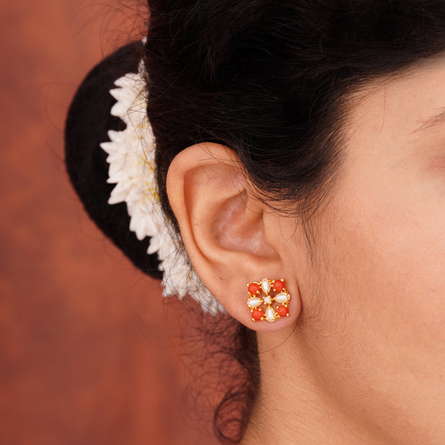 Coral Moti (Pawla Moti) Ear Tops
