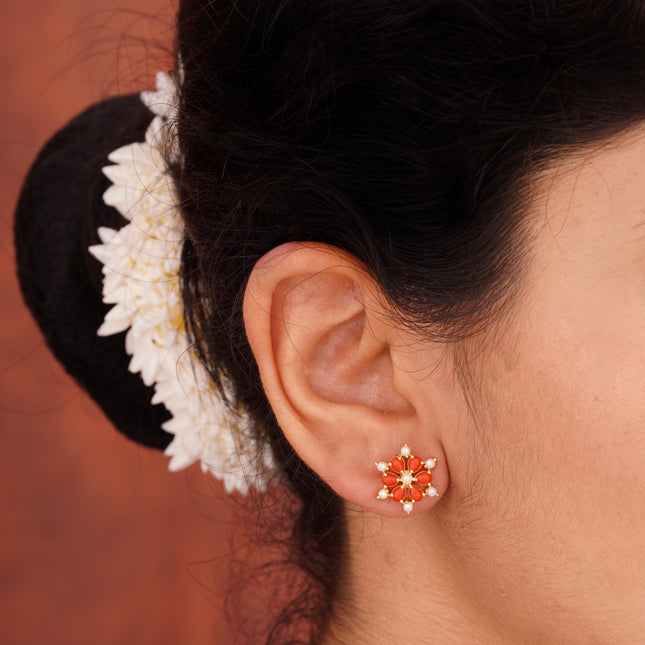 Coral Moti (Pawla Moti) Ear Tops