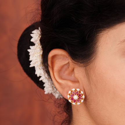 Handcrafted Ruby Moti Ear Tops