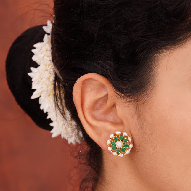 Handcrafted Embeald Moti Ear Tops