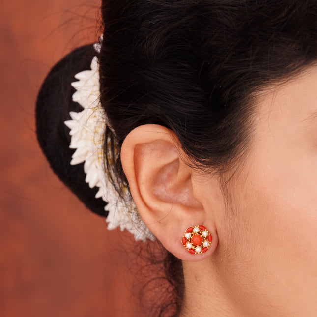 Coral Moti (Pawla Moti) Ear Tops