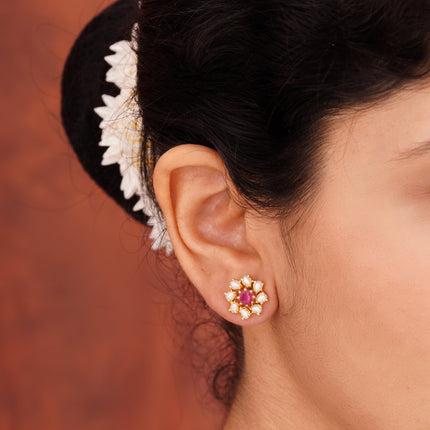 Handcrafted Ruby Moti . Ear Tops