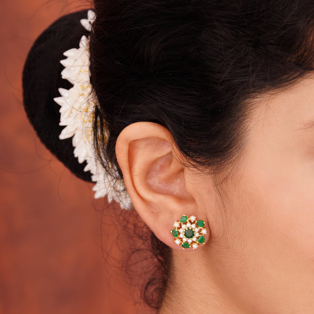 Handcrafted Embeald Moti Ear Tops