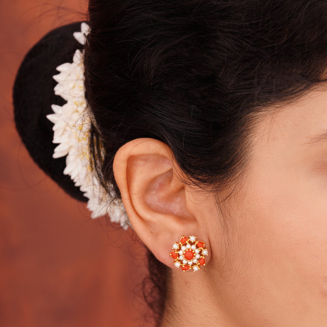 Coral Moti (Pawla Moti) Ear Tops