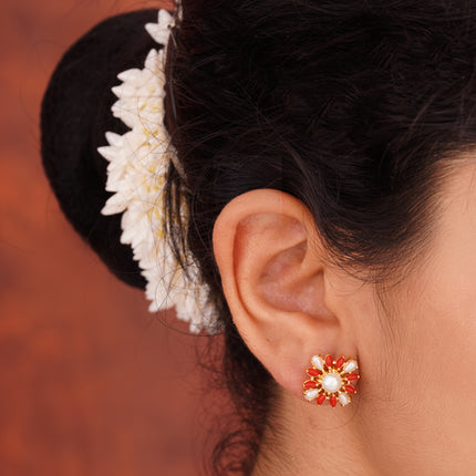 Coral Moti (Pawla Moti) Ear Tops