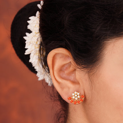 Coral Moti (Pawla Moti) Ear Tops