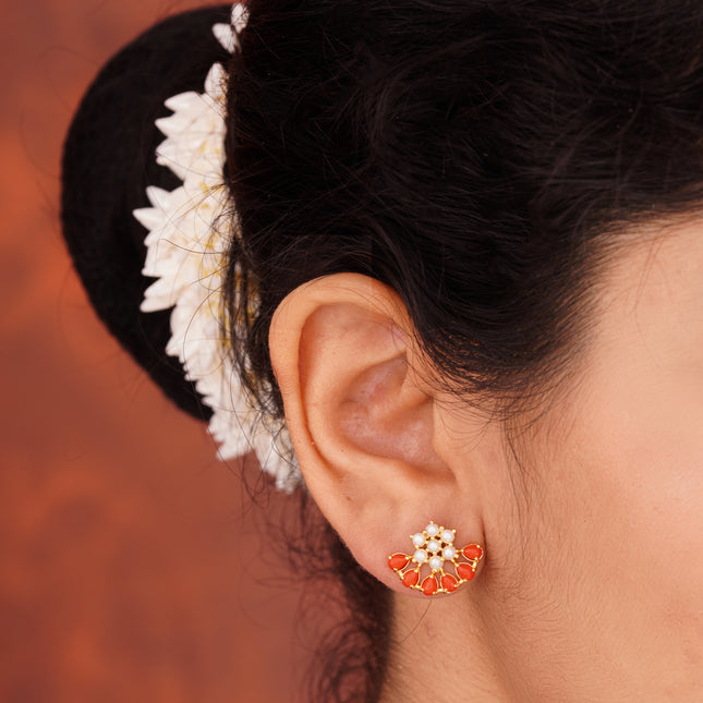 Coral Moti (Pawla Moti) Ear Tops