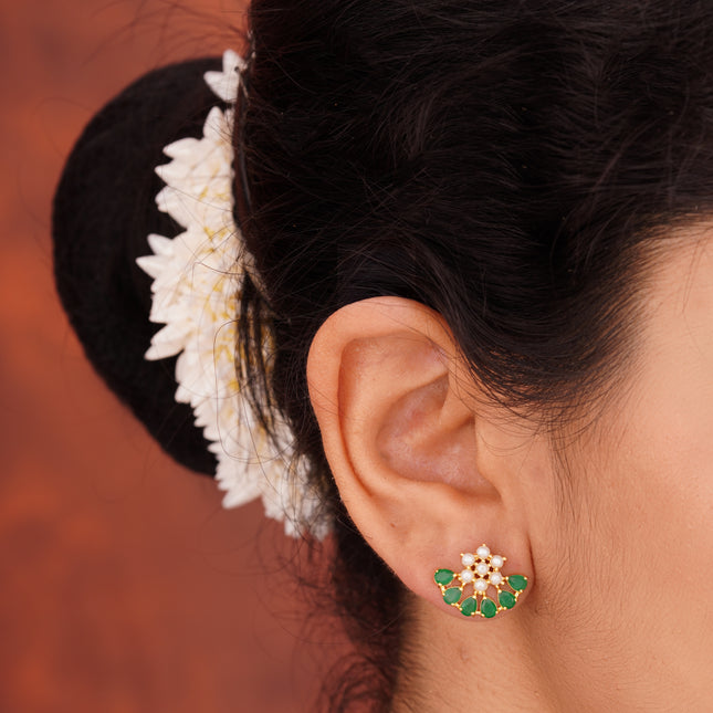 Handcrafted Embeald Moti Ear Tops