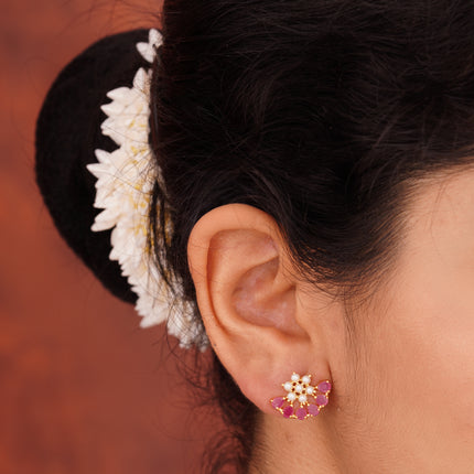 Handcrafted Ruby Moti Ear Tops