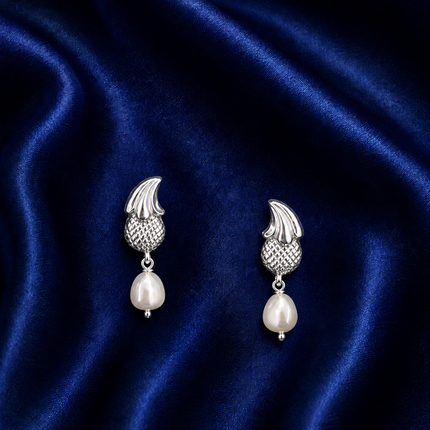 Pineapple Pearl Drop 92.5 Silver Stud Earrings